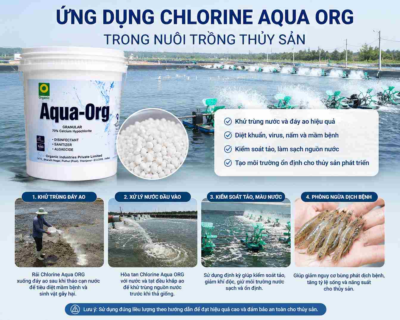 Ứng dụng Chlorine Aqua ORG trong nuôi trồng thủy sản