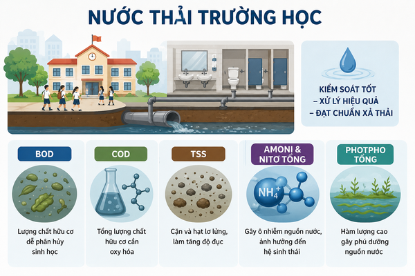 Các chỉ tiêu ô nhiễm cần xử lý trong nước thải trường học 