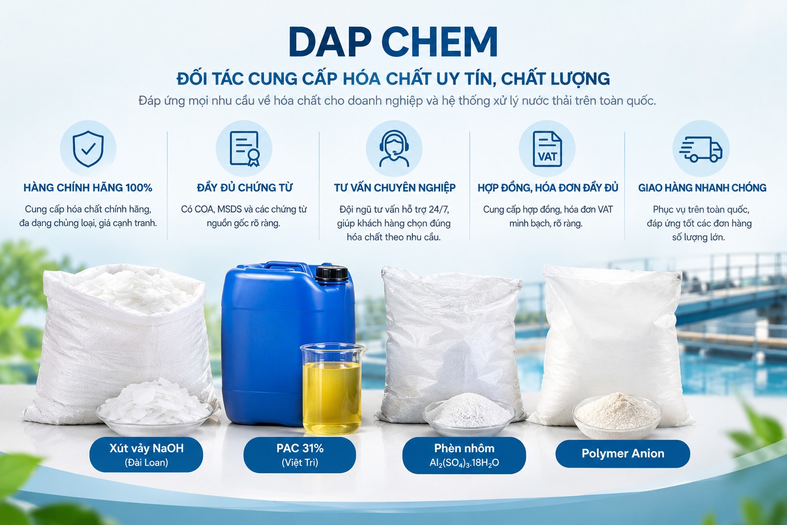 Đơn vị cung cấp hóa chất uy tín, chất lượng