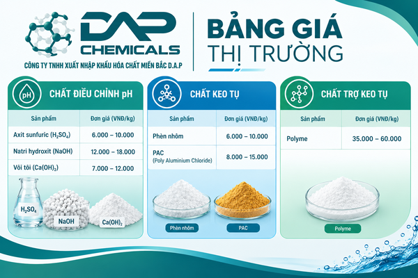Bảng giá tham khảo các loại hóa chất xử lý nước thải phổ biến